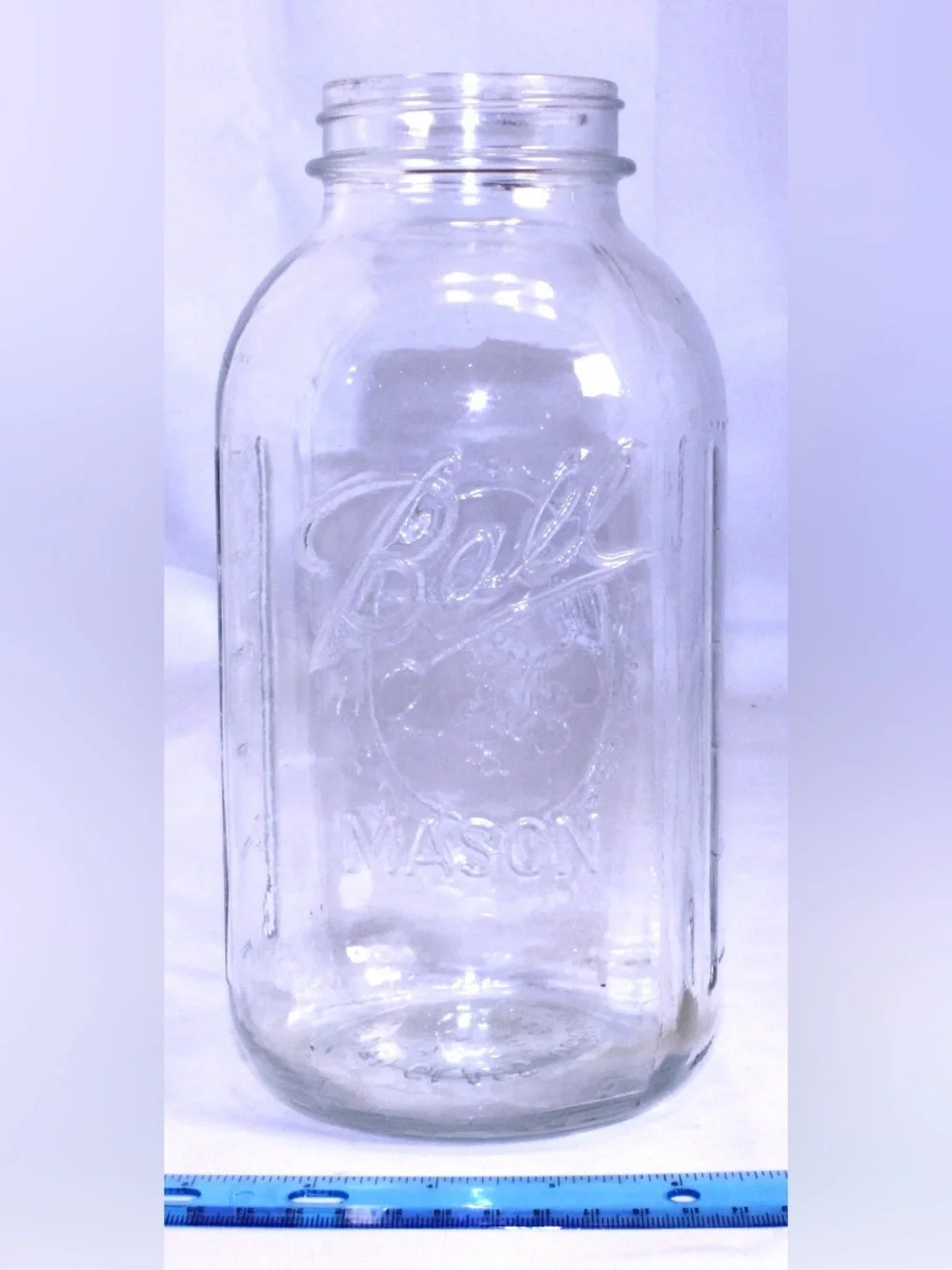Vintage Ball Mason Jar Sculptured Glass Series, Embossed Fruit - Half Gallon